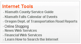 Internet Tools - Klamath County Directory, Calendar of Events, ODOT, Popular Web Links