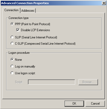 Advanced Connection Properties - Connection