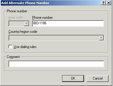 Alternate Phone Number - 883-1186
