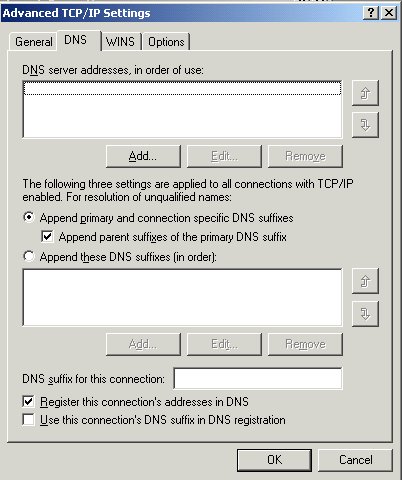 Advanced TCP/IP DNS Settings