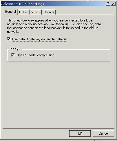 Advanced TCP/IP General Window