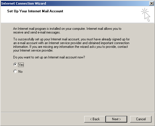 Internet Connection Wizard - Setting up Email