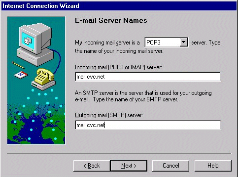Internet Connection Mail Server Names