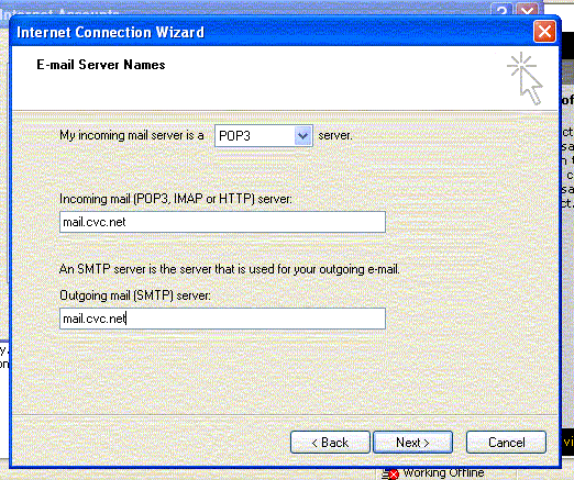Mail Server Addresses - mail.cvc.net