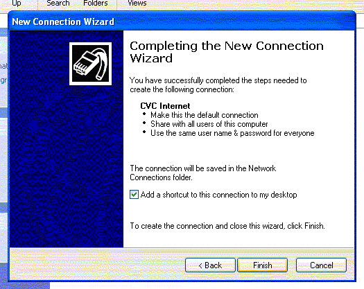 Setting Up Windows XP - Completing New Connection