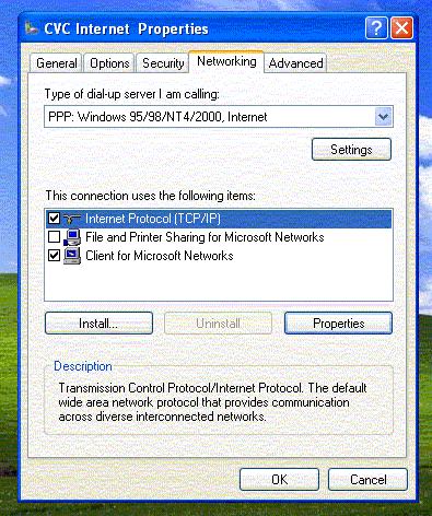 Setting Up Windows XP - Properties Networking