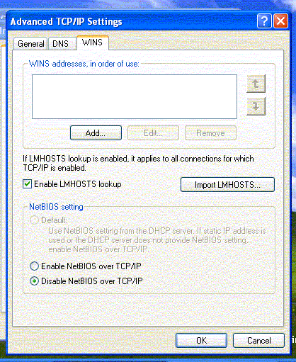 Setting Up Windows XP - TCP/IP - WINS