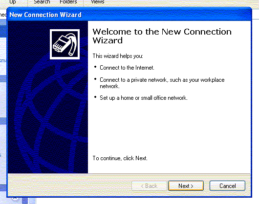 Setting Up Windows XP - Connection Wizard
