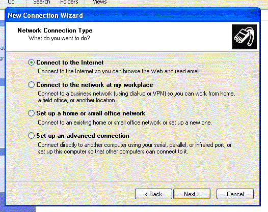 Setting Up Windows XP - Network Connection Type