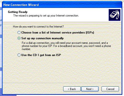 Setting Up Windows XP - Manual Setup for ISP