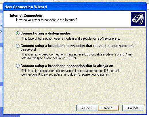 Setting Up Windows XP - Internet Connection Using Dial Up