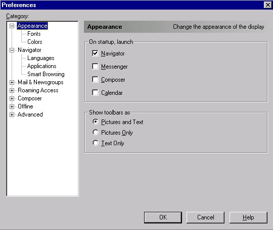 Setup for Netscape Communicator -  Preferences