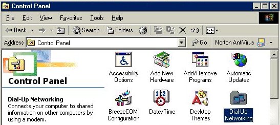 Control Panel - Double Click on Dial Up Networking