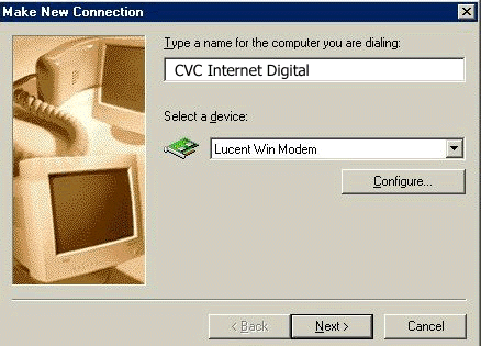 Make New Connection - Type in CVC Internet Digital