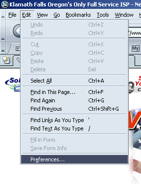 Selecting Preferences in the Edit Menu