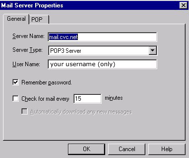 Setup for Netscape Communicator - Mail Server Properties