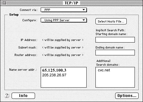 Macintosh Setup for CVC Internet
