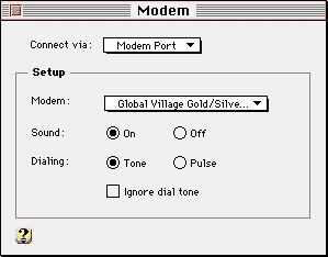 Macintosh Setup - Modem Setup