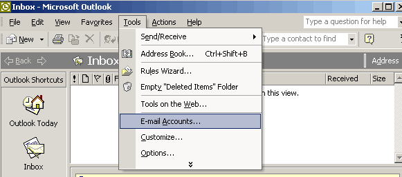 Resetting Outlook 2002 for CVC Internet