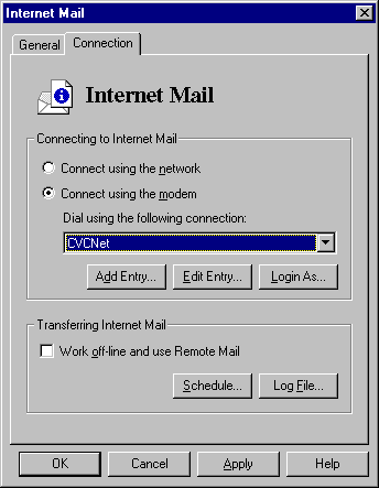 Setup for Outlook using CVC Internet