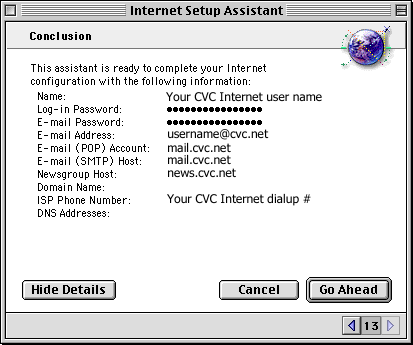 Macintosh OS 9 Setup for CVC Internet, Step 16