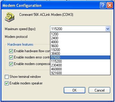 Lower Modem Speed to 57600